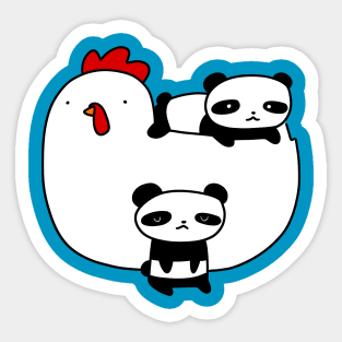 Chicken and Baby Pandas Sticker